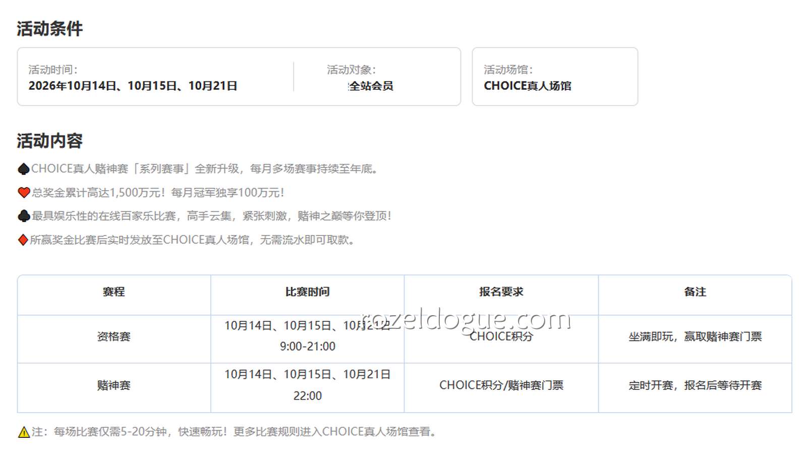 九游体育CHOICE真人赌神赛赛事说明